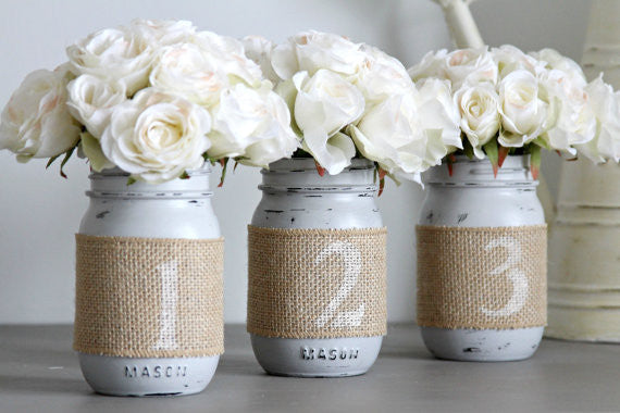 Mason Jars Table Numbers