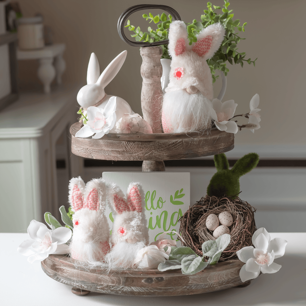 Easter Decor Pink Gnomes Bunny Set