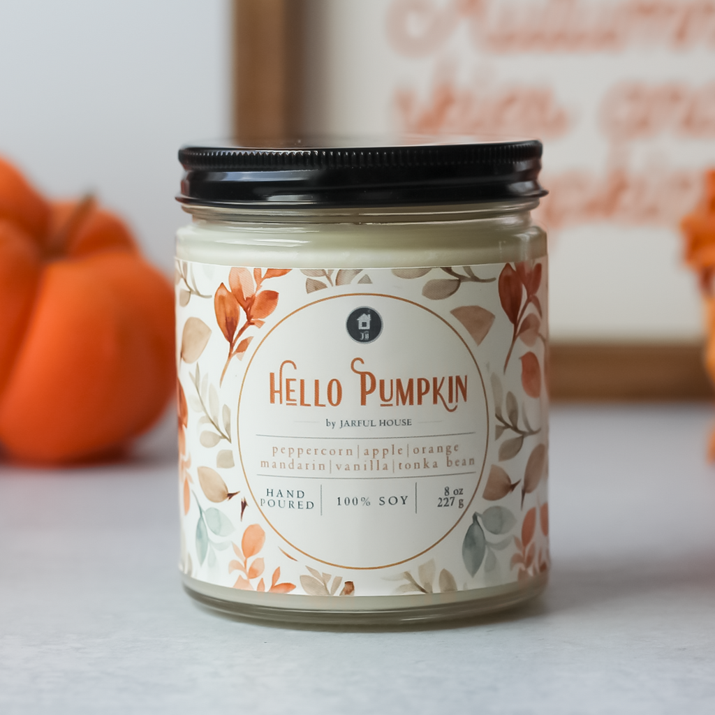 Hello Pumpkin Scented Soy Candle - 8 oz. - Jarful House