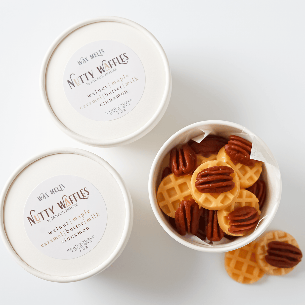 Nutty Waffles Wax Melts – Waffle & Pecan Shapes, Sweet Maple Caramel Scent