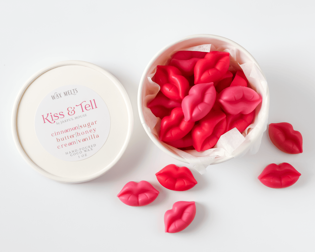Kiss & Tell Wax Melts – Lip-Shaped, Romantic Cinnamon Vanilla Scent - Jarful House