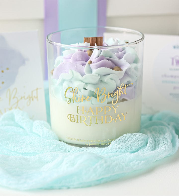 Shine Bright Happy Birthday Gift Bundle Candle +Wax Melts + Wish Card