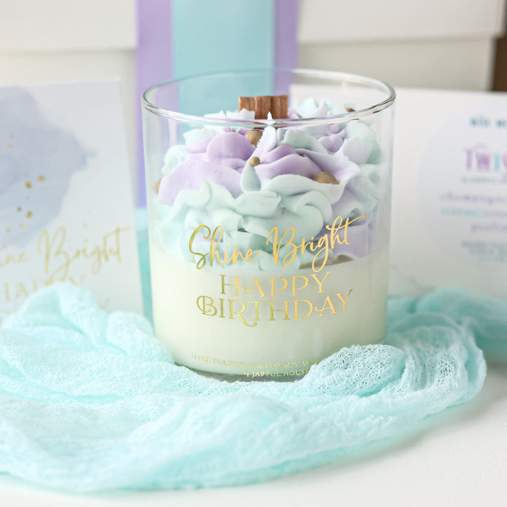 Shine Bright 9 oz Birthday Dessert Candle