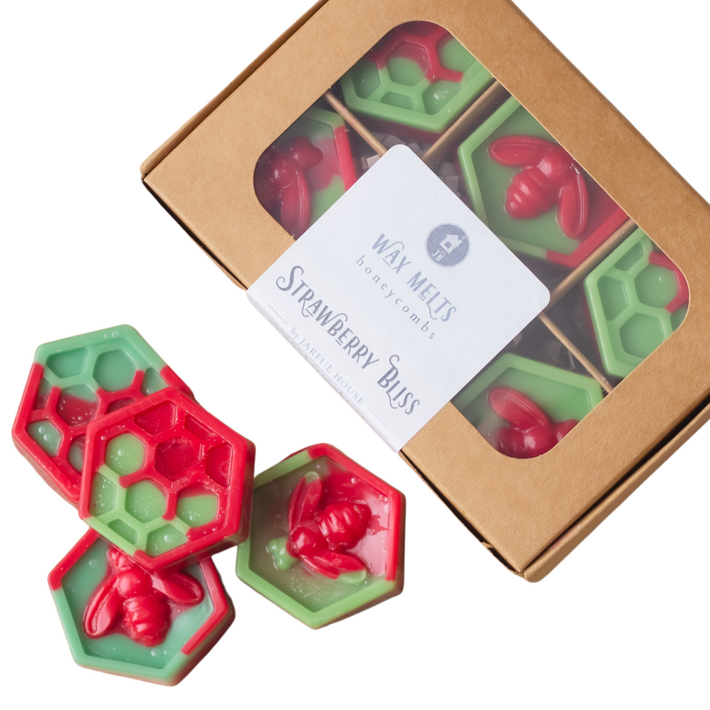 Handmade Strawberry Bliss Honeycomb Wax Melts | Set of 6 | Summer Scent