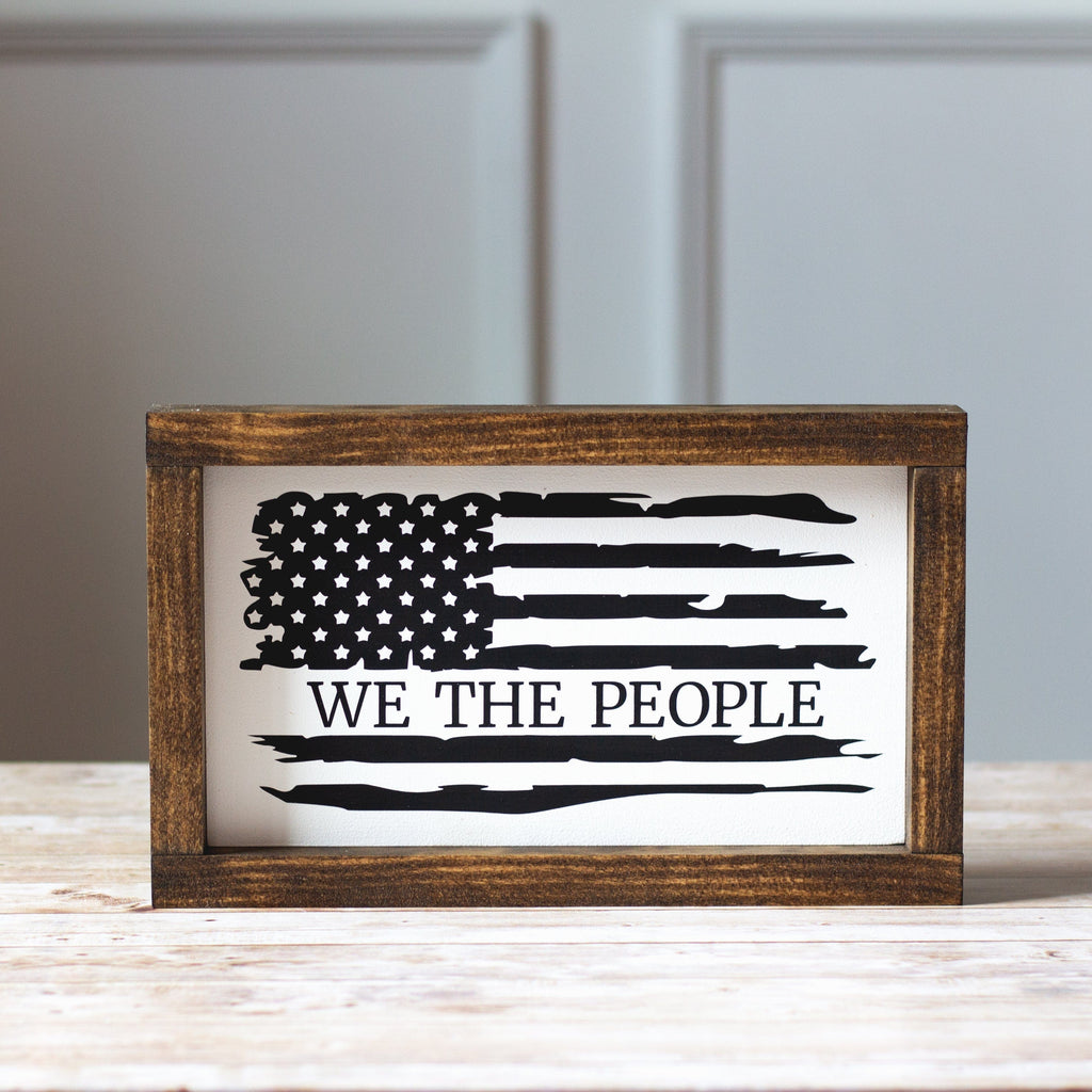 Patriotic Wall Sign We The People American Flag Black - Jarful House