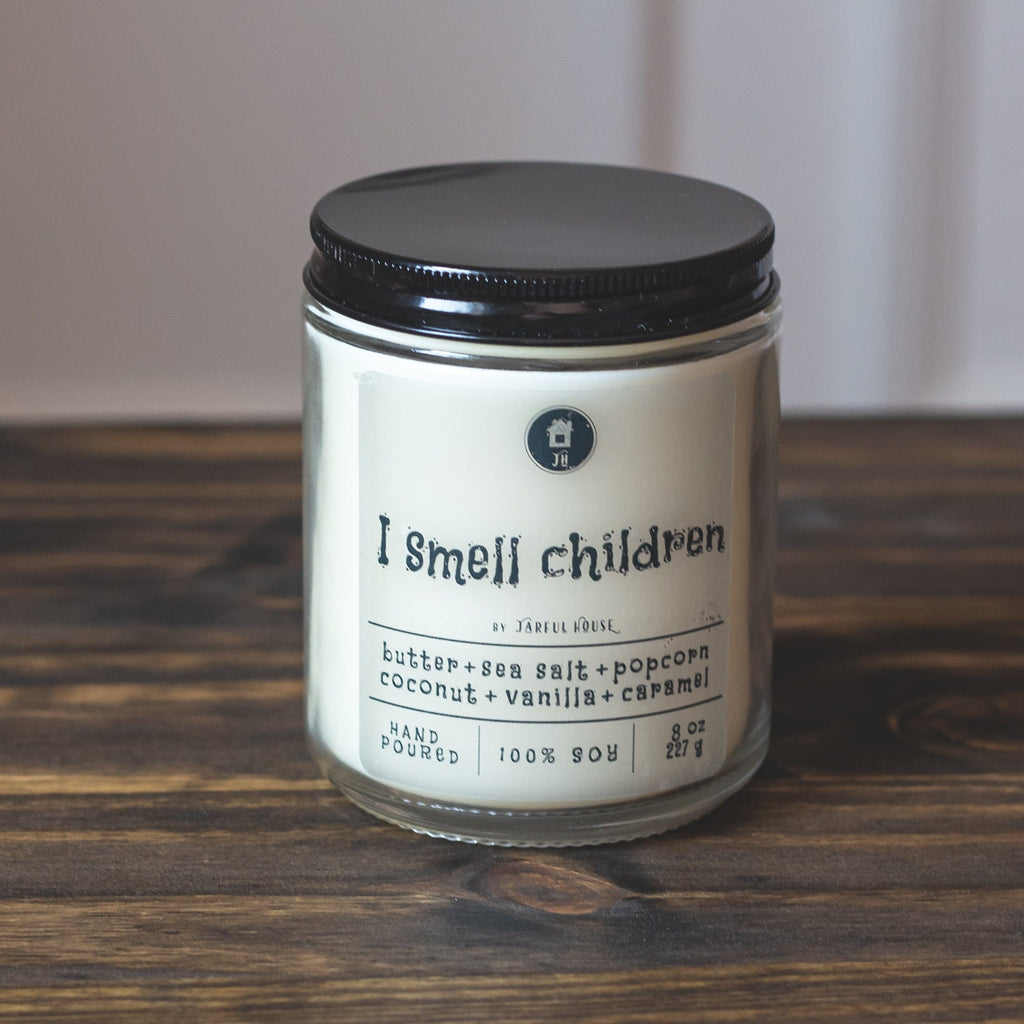 Halloween Candle I Smell Children - 8 oz | Popcorn + Butter + Sea Salt + Caramel + Coconut + Vanilla - Jarful House