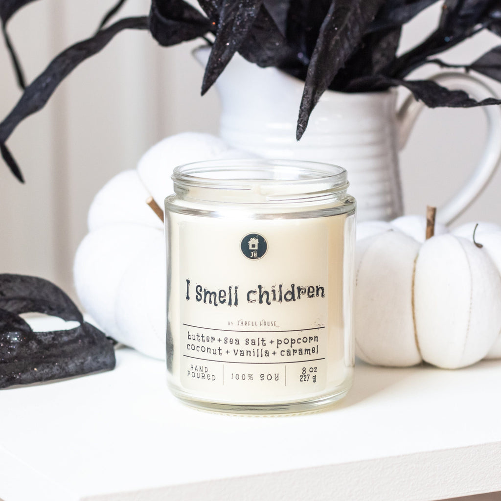 Halloween Candle I Smell Children - 8 oz | Popcorn + Butter + Sea Salt + Caramel + Coconut + Vanilla - Jarful House