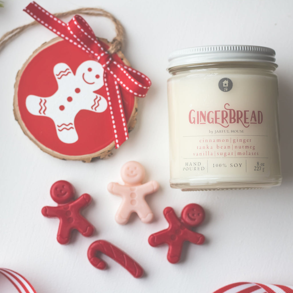 Christmas Candle Gift Bundle Set | Gift Bundle Gingerbread Candle + Gingerbread Ornament + Mini Wax Melt