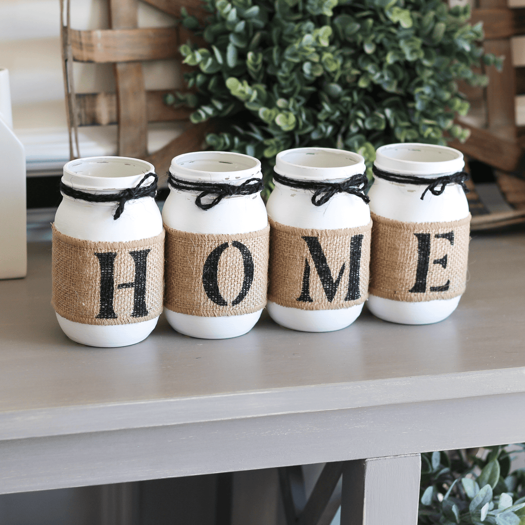 Farmhouse Home Decor | Rustic Table Decor - Two Sided Decorative Jars - Jarful House