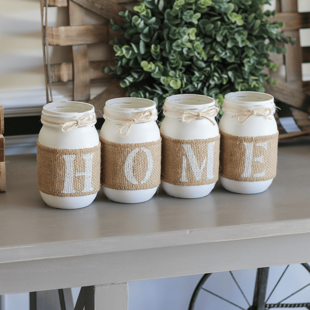 Farmhouse Home Decor | Rustic Table Decor - Two Sided Decorative Jars - Jarful House