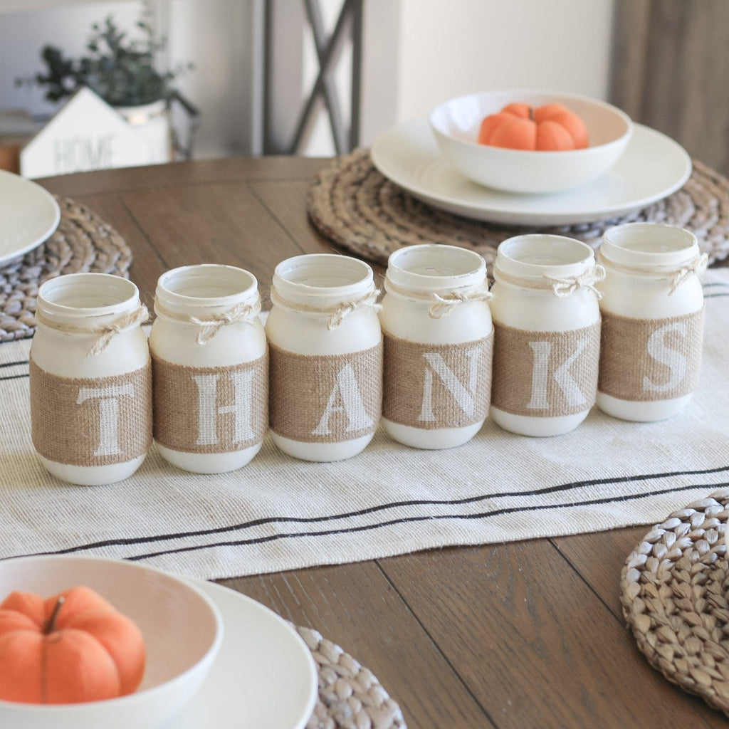 Rustic Thanksgiving Table Decor Mason Jars Centerpiece | Fall Home Decor - Jarful House