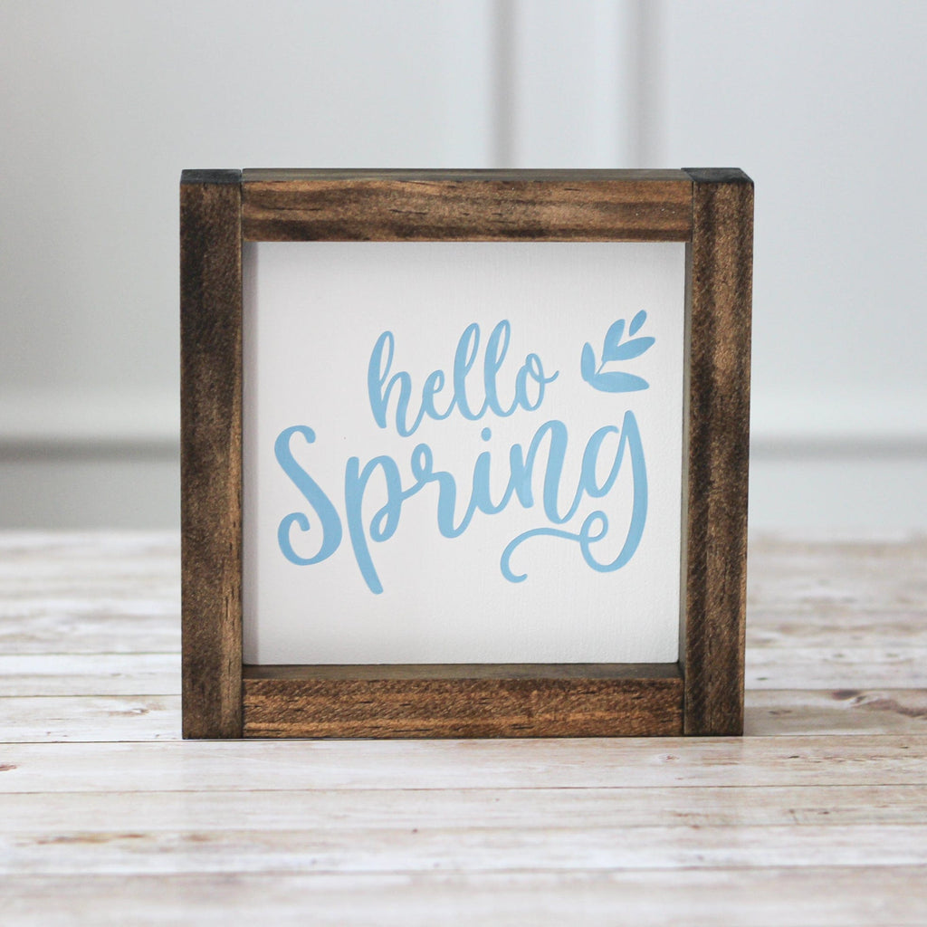 Hello Spring Wall Sign - Farmhouse Blue Spring Home Decor - Jarful House