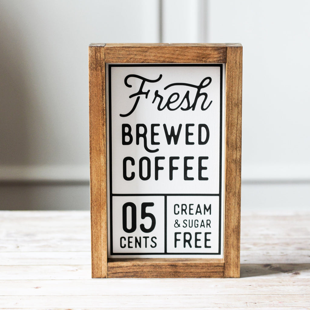 Kitchen Decor Farmhouse Wood Sign Fresh Brewed Coffee | Coffee Bar Wall Decor