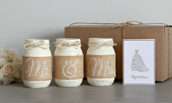 Bridal Shower Table Decor | Rustic Wedding Decor | Gift for Couples - Jarful House