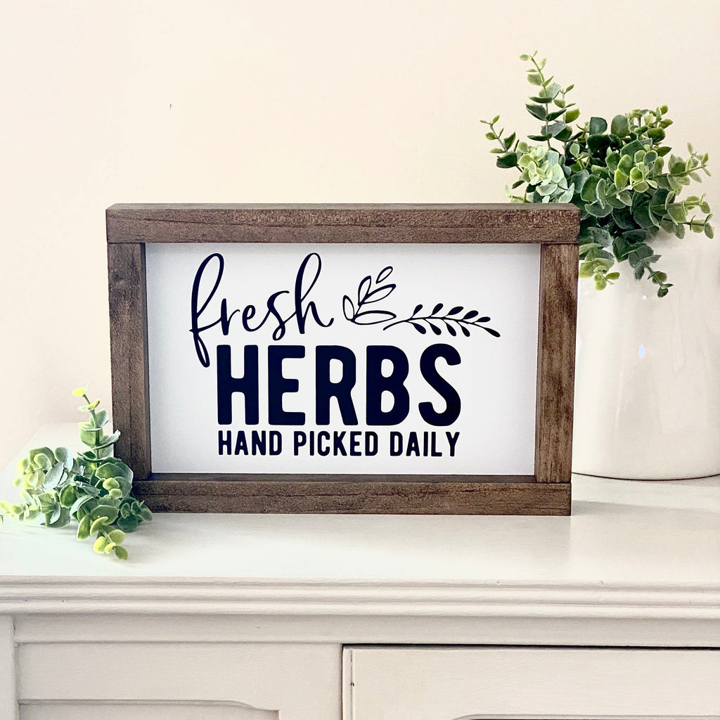 Home Garden Decor | Farmhouse Wood Sign Fresh Herbs Hand Picked Daily - Jarful House