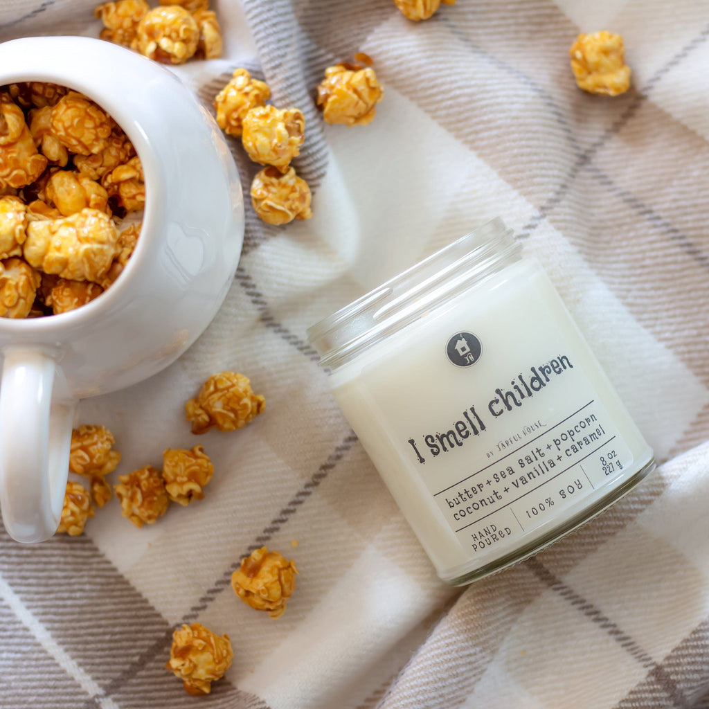 Halloween Candle I Smell Children - 8 oz | Popcorn + Butter + Sea Salt + Caramel + Coconut + Vanilla - Jarful House