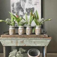 Farmhouse Valentine's Day Home Decor | Gray Table Decor - One Sided - Jarful House