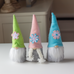 3 Spring Gnomes, Pink, Blue, Green