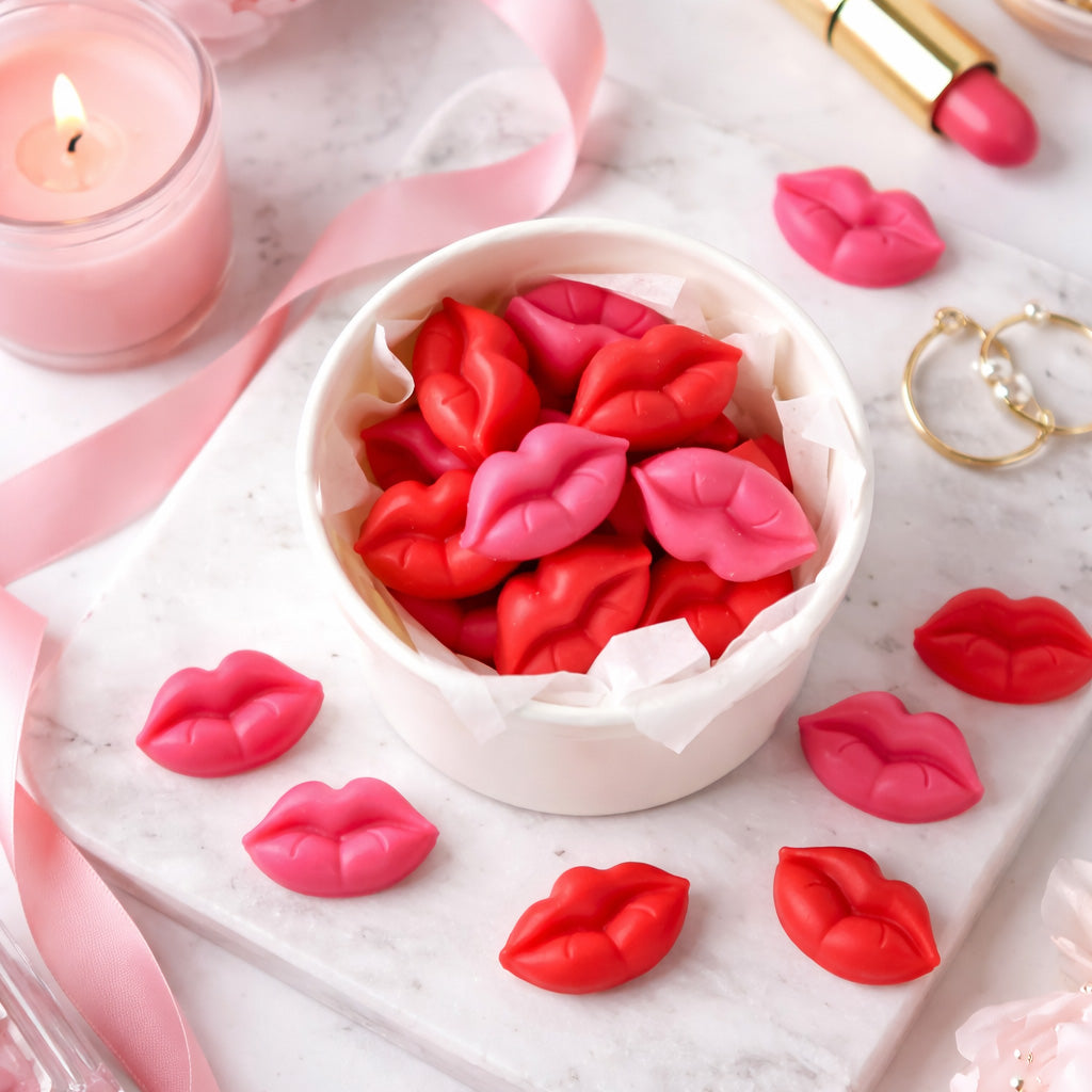 Kiss & Tell Wax Melts – Lip-Shaped, Romantic Cinnamon Vanilla Scent