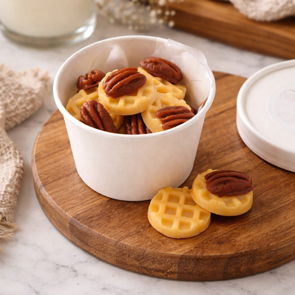 Nutty Waffles Wax Melts – Waffle & Pecan Shapes, Sweet Maple Caramel Scent