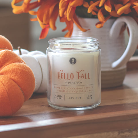 Fall Candle Hello Fall - 8 oz | Natural Soy Wax Candle