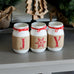 Christmas Table Centerpiece | Painted Mason Jar Set JOY | Double Sided - White Red Home Decor