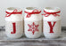 Rustic Christmas Table Centerpiece JOY - White and Red JOY Table Decor - Jarful House